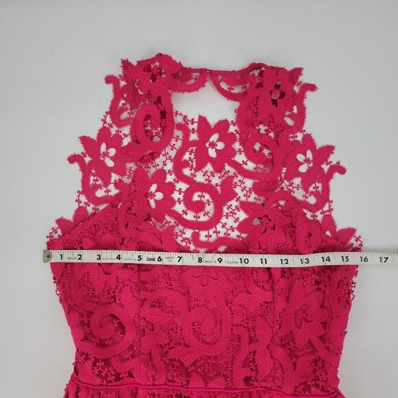 Saylor Pink Lace Open Back Sleeveless Amari Mini Dress XS - Picture 11 of 14
